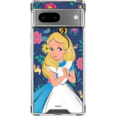 Disney Alice in Wonderland (animated) Floral Print Google Pixel 7a Clear Case